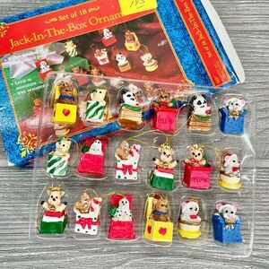 Vintage Giftco Jack In The Box Miniature Mini Christmas Ornaments Set Of 18 NEW